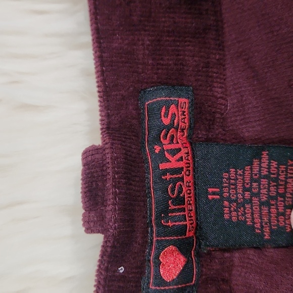 Y2K First Kiss Plum Corduroy Flared Midi Skirt - Picture 4 of 5